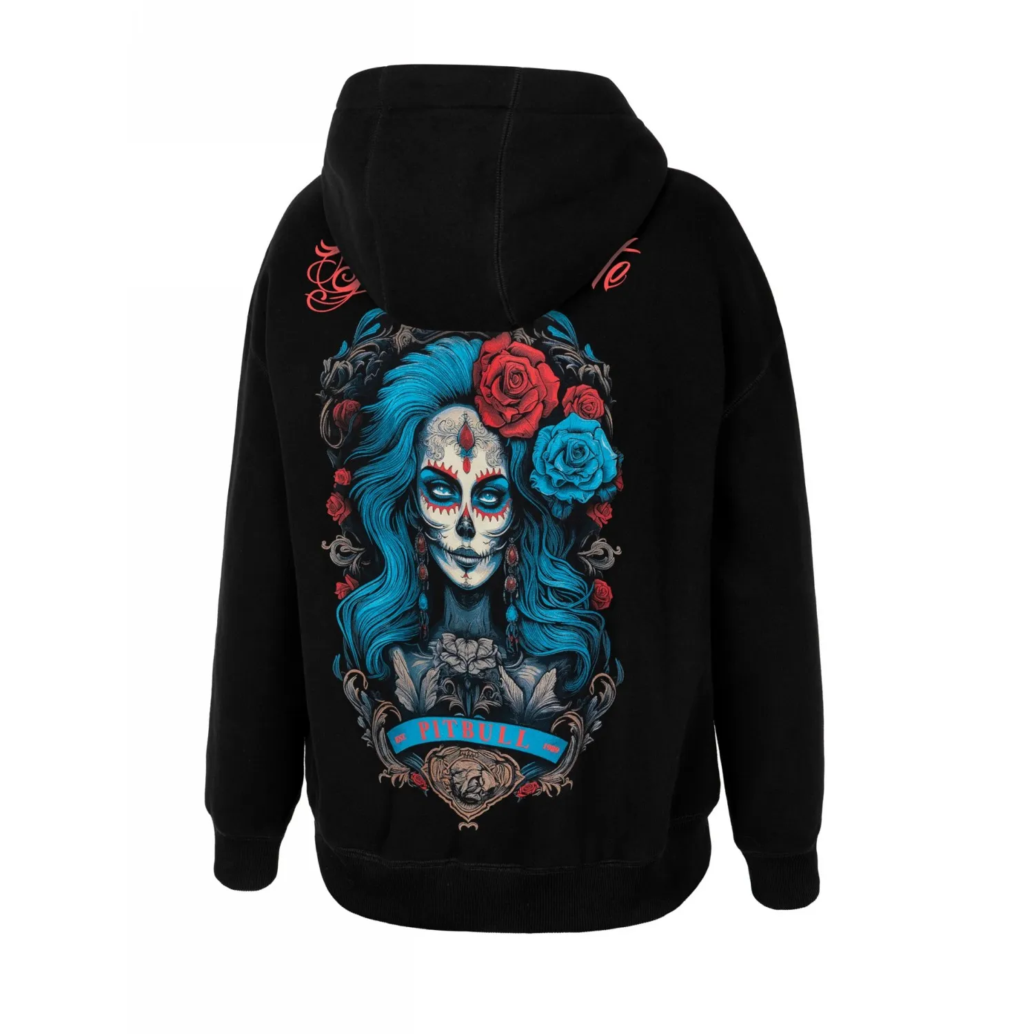 Bluza damska z kapturem Pit Bull Seria Regular Oversize Santa-Mu '24 - Czarna