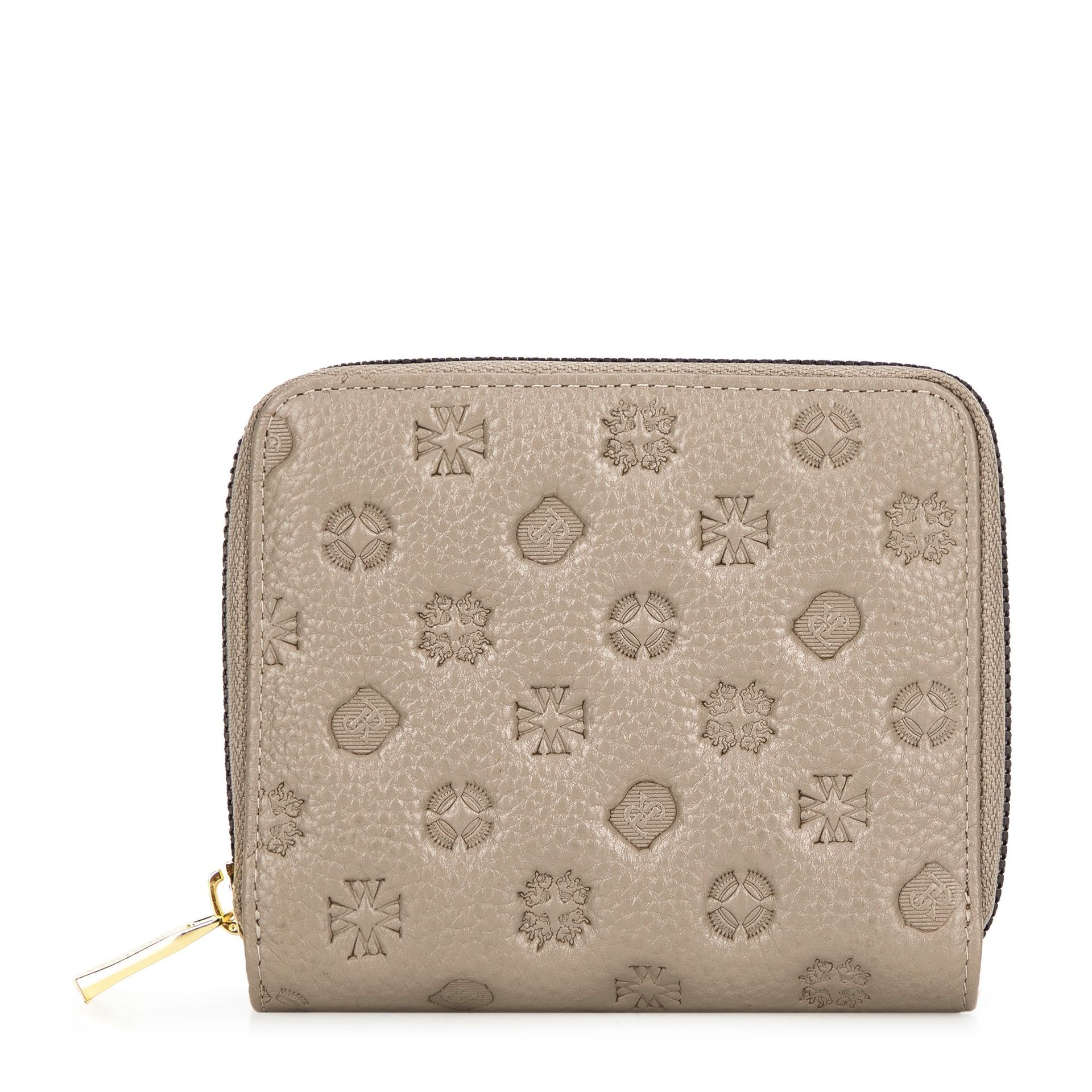 Damski portfel skórzany w tłoczenie beżowy