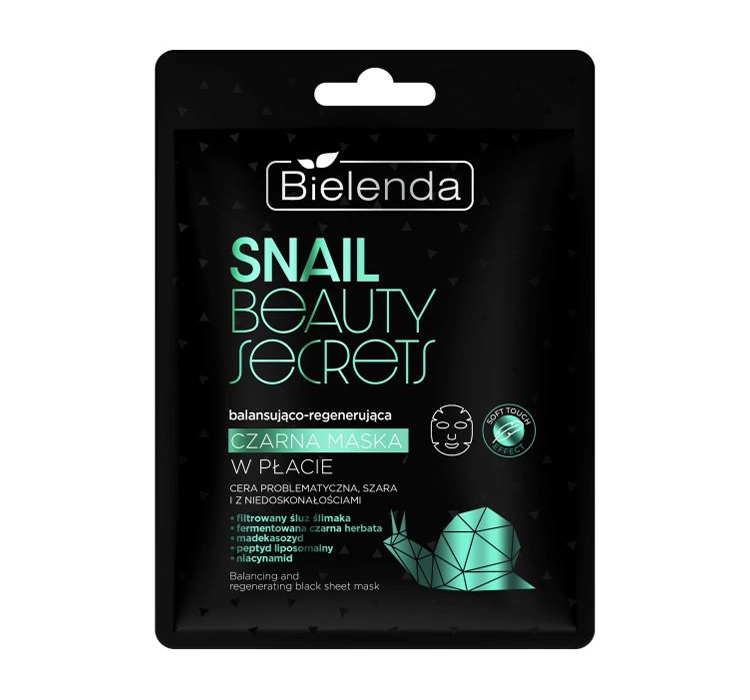 Bielenda Snail Beauty Secrets balansująco-regenerująca czarna maska w płacie 1szt