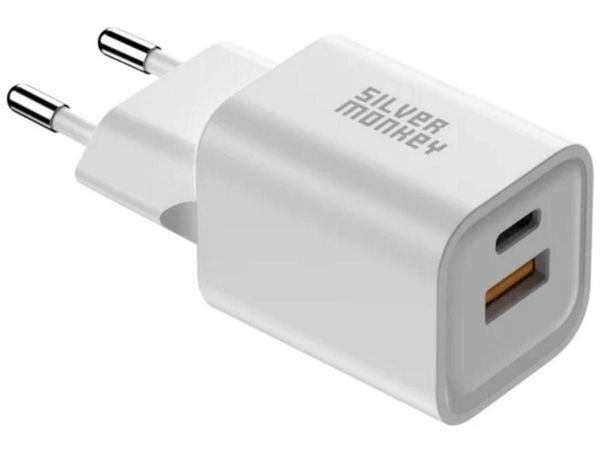 Silver Monkey Ładowarka sieciowa GaN 35W USB-C PD, USB-A QC W