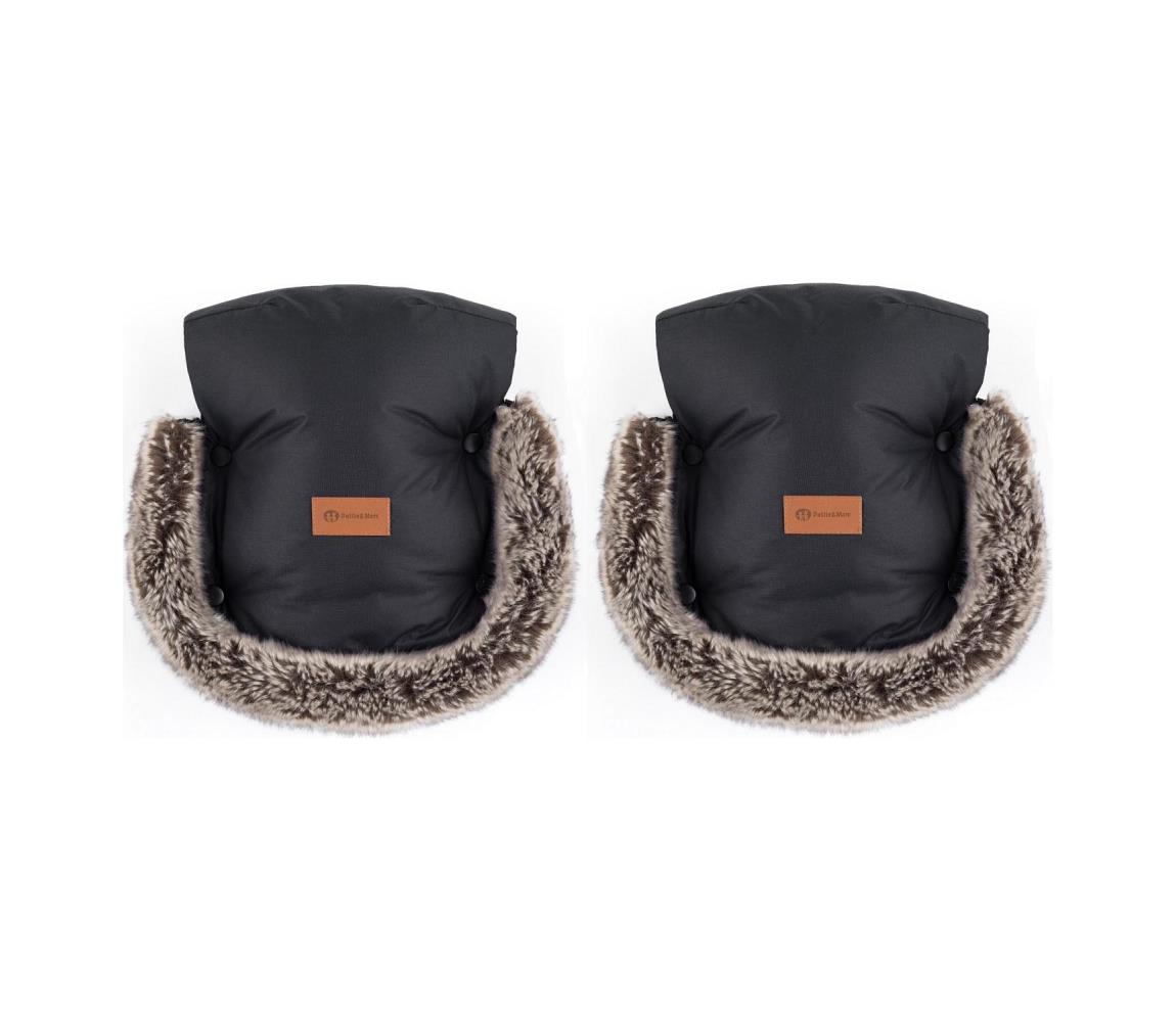 PETITE&MARS - Mufka na rączki wózka FURRY Forever Black