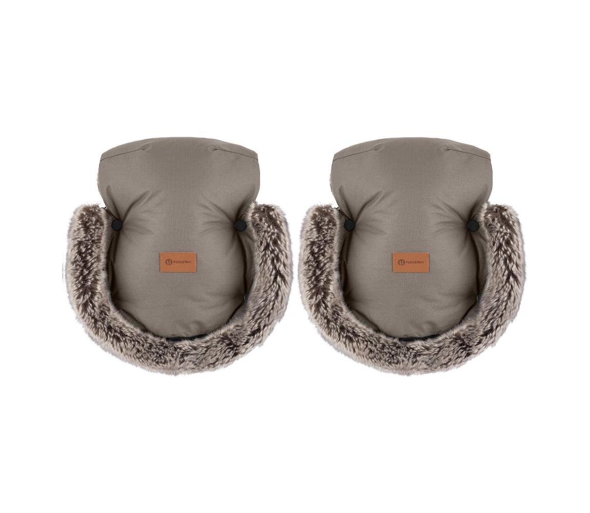 PETITE&MARS - Mufka na rączki wózka FURRY Mocha Mousse