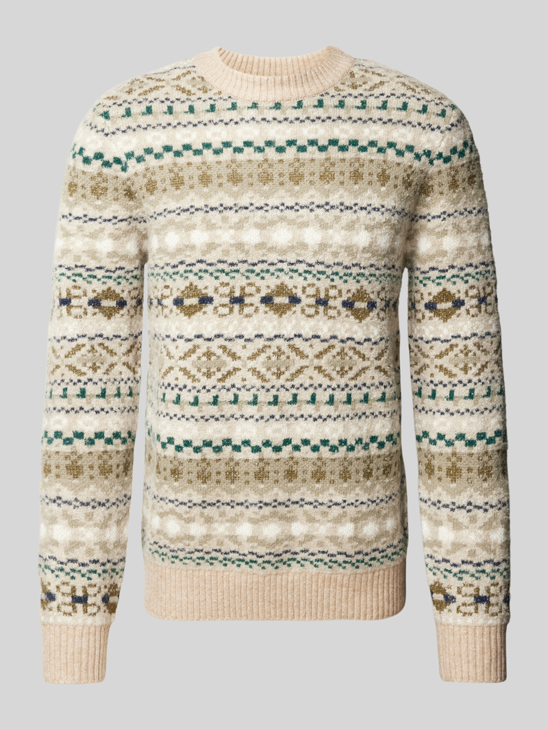 Sweter z dzianiny z okrągłym dekoltem model ‘BLUDAVE’