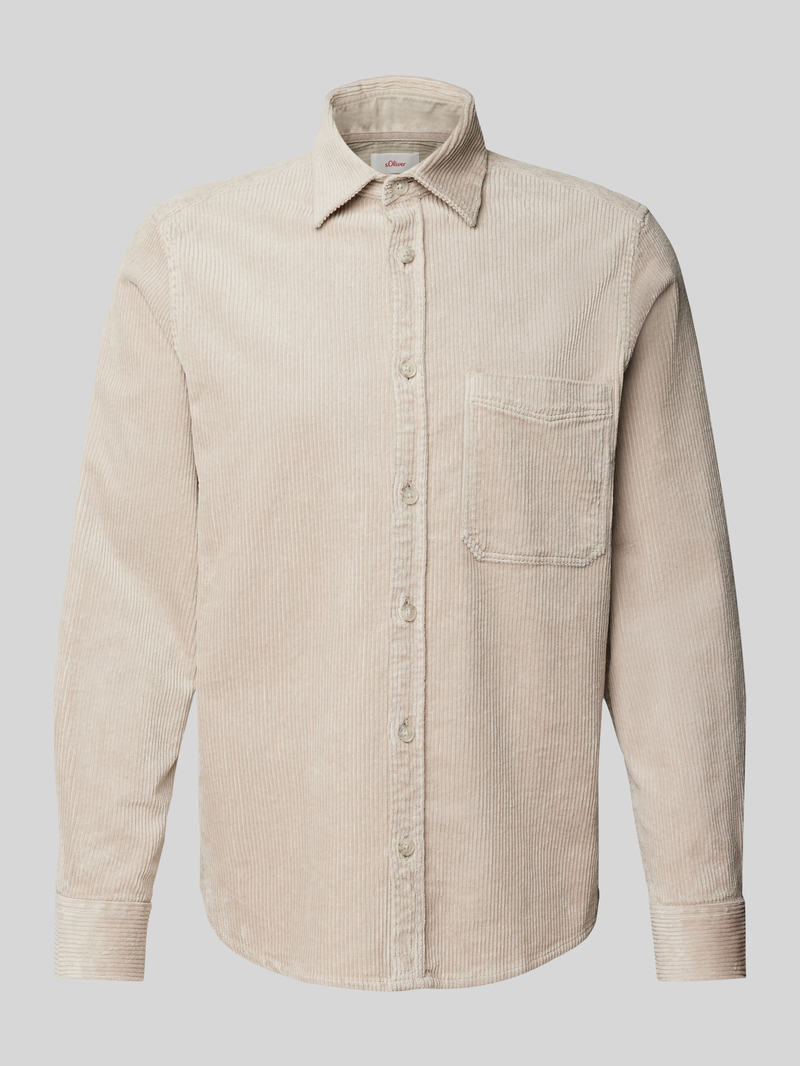 Koszula sztruksowa o kroju regular fit z kieszenią na piersi