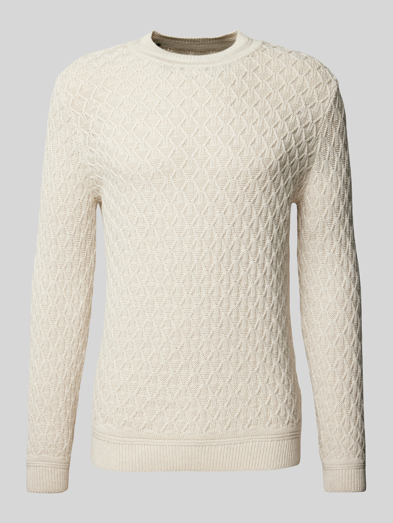 Sweter z dzianiny z okrągłym dekoltem model ‘AKSLA’