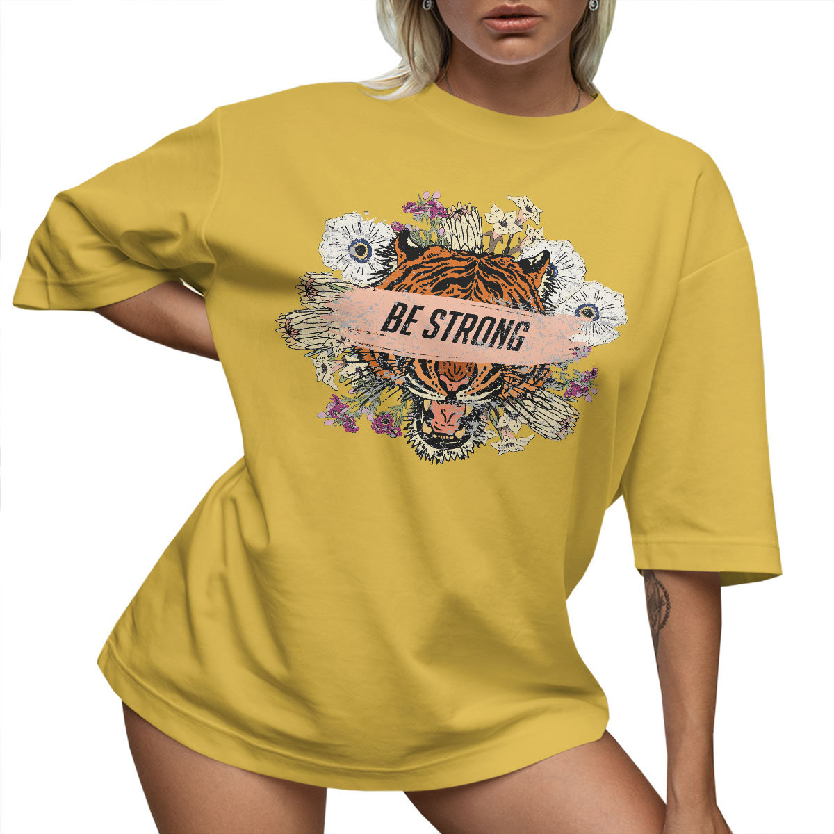 T-SHIRT OVERSIZE LU��NA KOSZULKA BE STRON TYGRYS L SUKIENKA JAKO����
