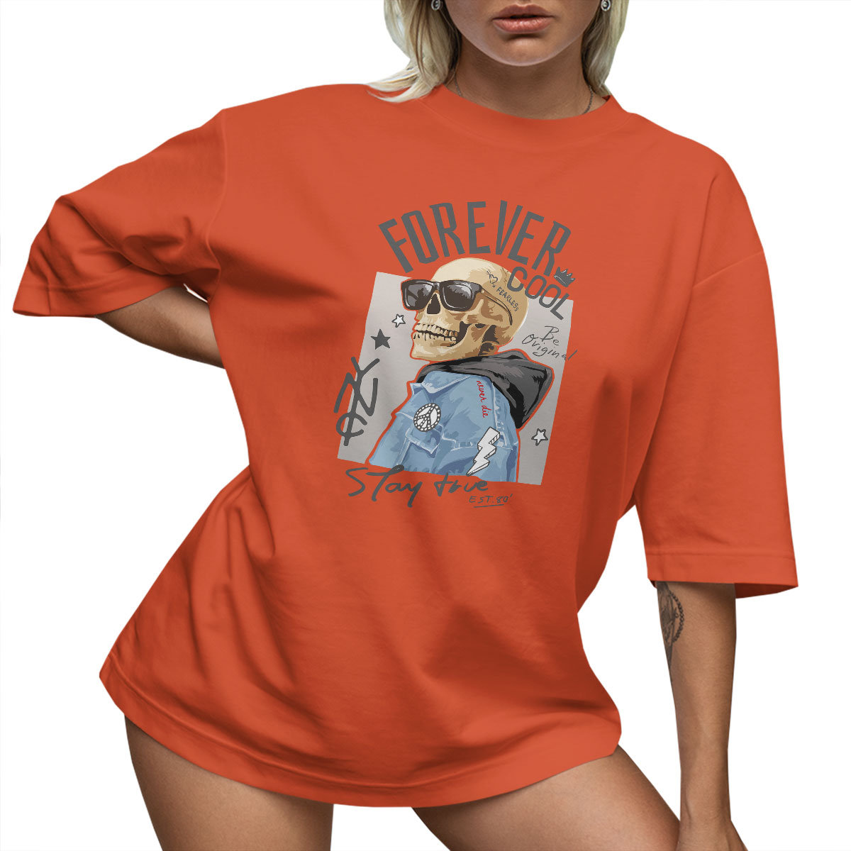 T-SHIRT OVERSIZE LU��NA KOSZULKA CZASZKA S SUKIENKA JAKO����