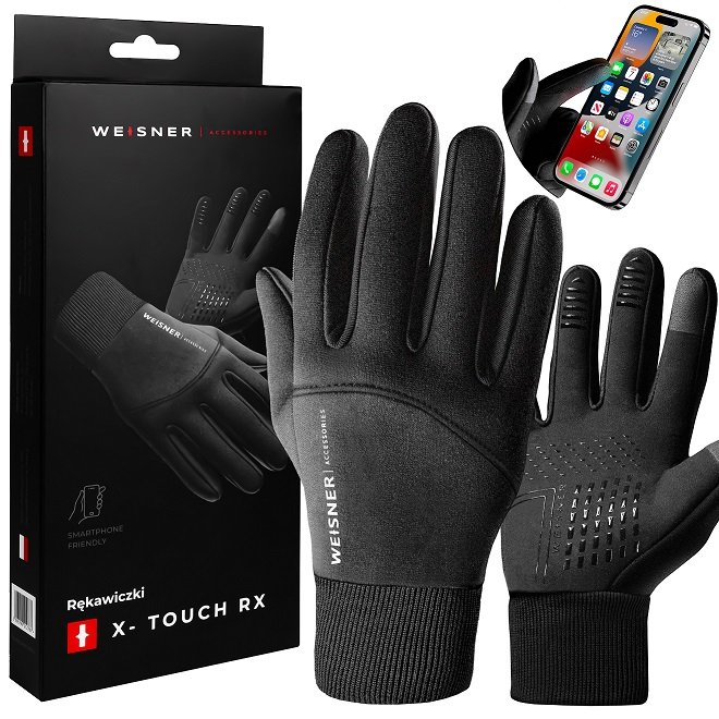 Rękawice Rękawiczki Męskie Zimowe ANTYPOŚLIZGOWE Samochodu Smartfona