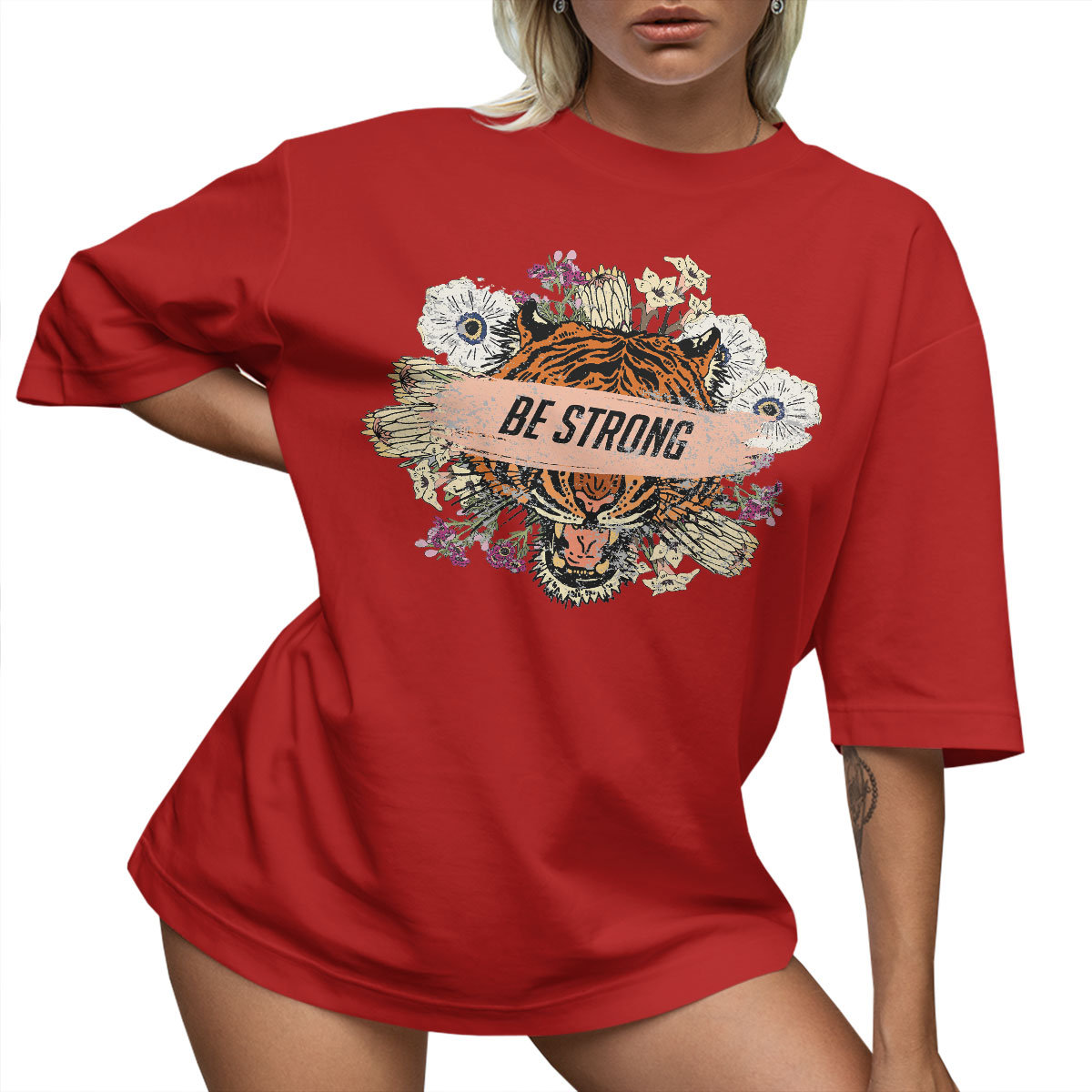 T-SHIRT OVERSIZE LU��NA KOSZULKA BE STRON TYGRYS S SUKIENKA JAKO����