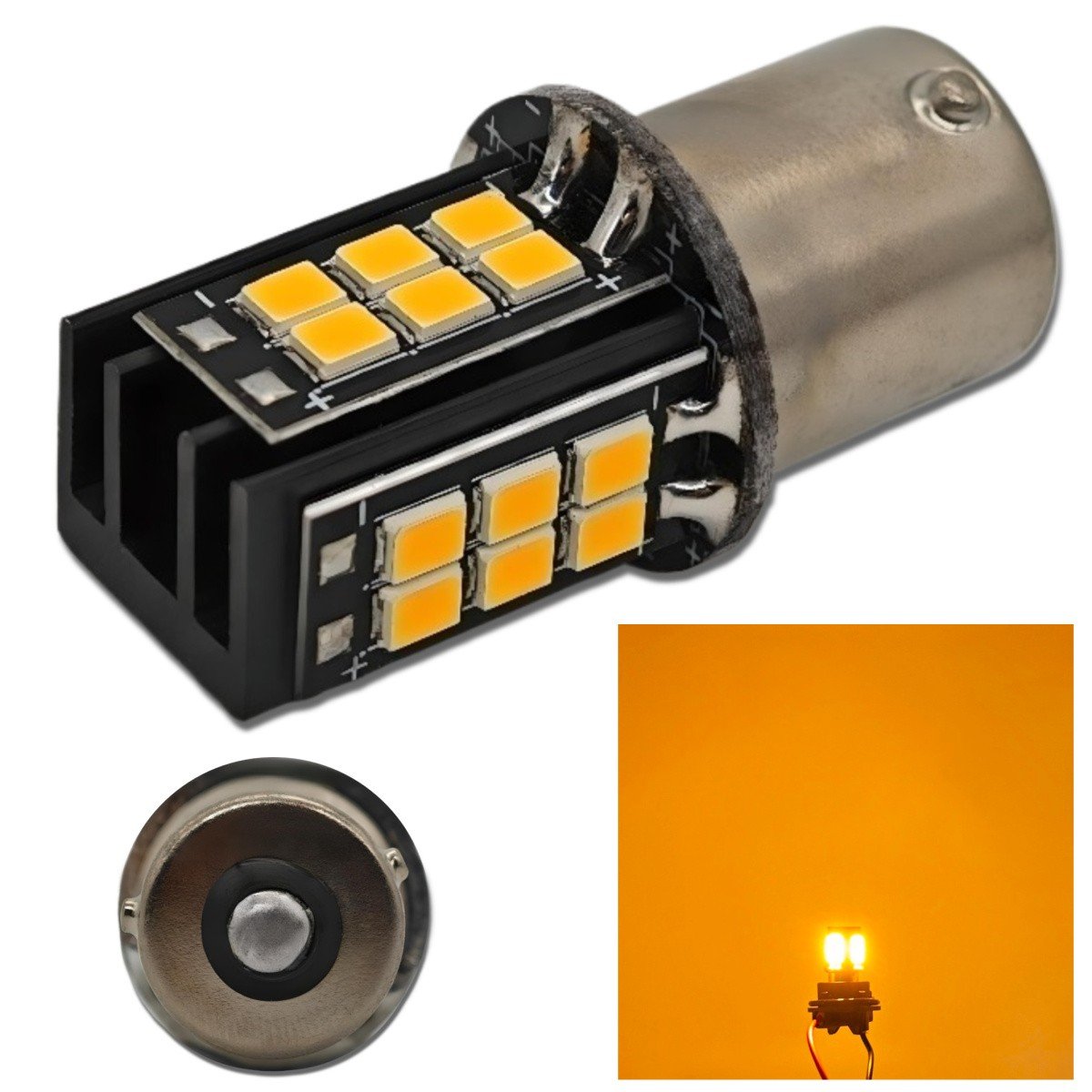 PY21W LED żarówka BAU15S 12V CANBUS pomarańczowa