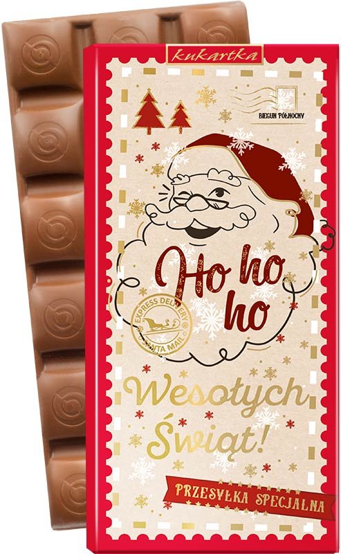 Czekolada prezentowa, CZK-429, Ho ho ho, Wesołych Świąt, Kukartka, 100g