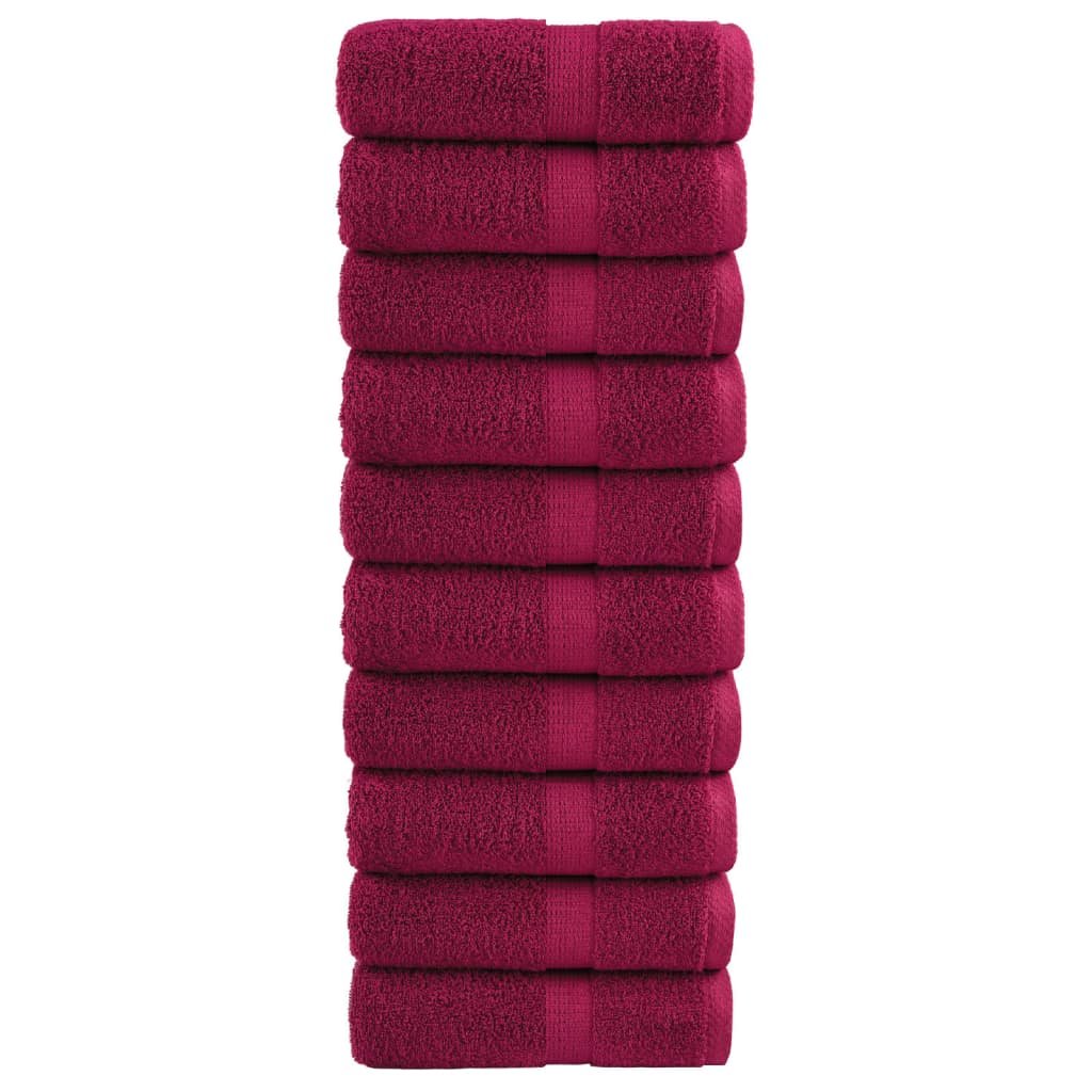 vidaXL Ręczniczki premium, 10 szt., bordo, 30x30 cm, 600 g/m2, bawełna