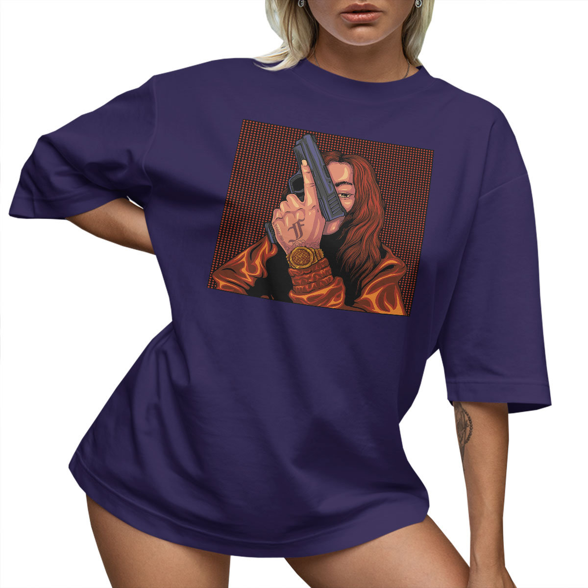 T-SHIRT OVERSIZE LU��NA KOSZULKA GUN AESTHETIC XXL SUKIENKA JAKO����