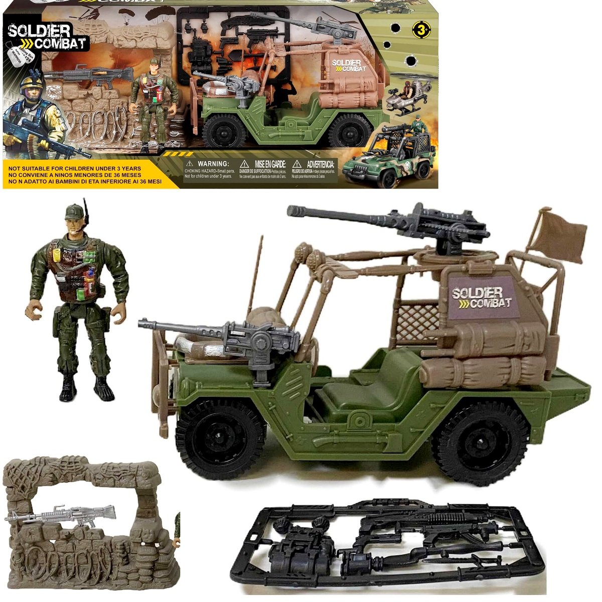 Zestaw Militarny Duży Pojazd wojskowy Jeep Wojsko Żołnierze Figurki