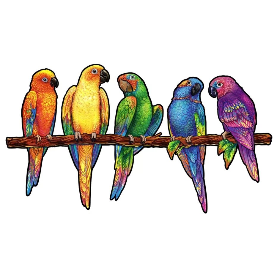 Figlarne papugi drewniane puzzle 274 el. Unidragon