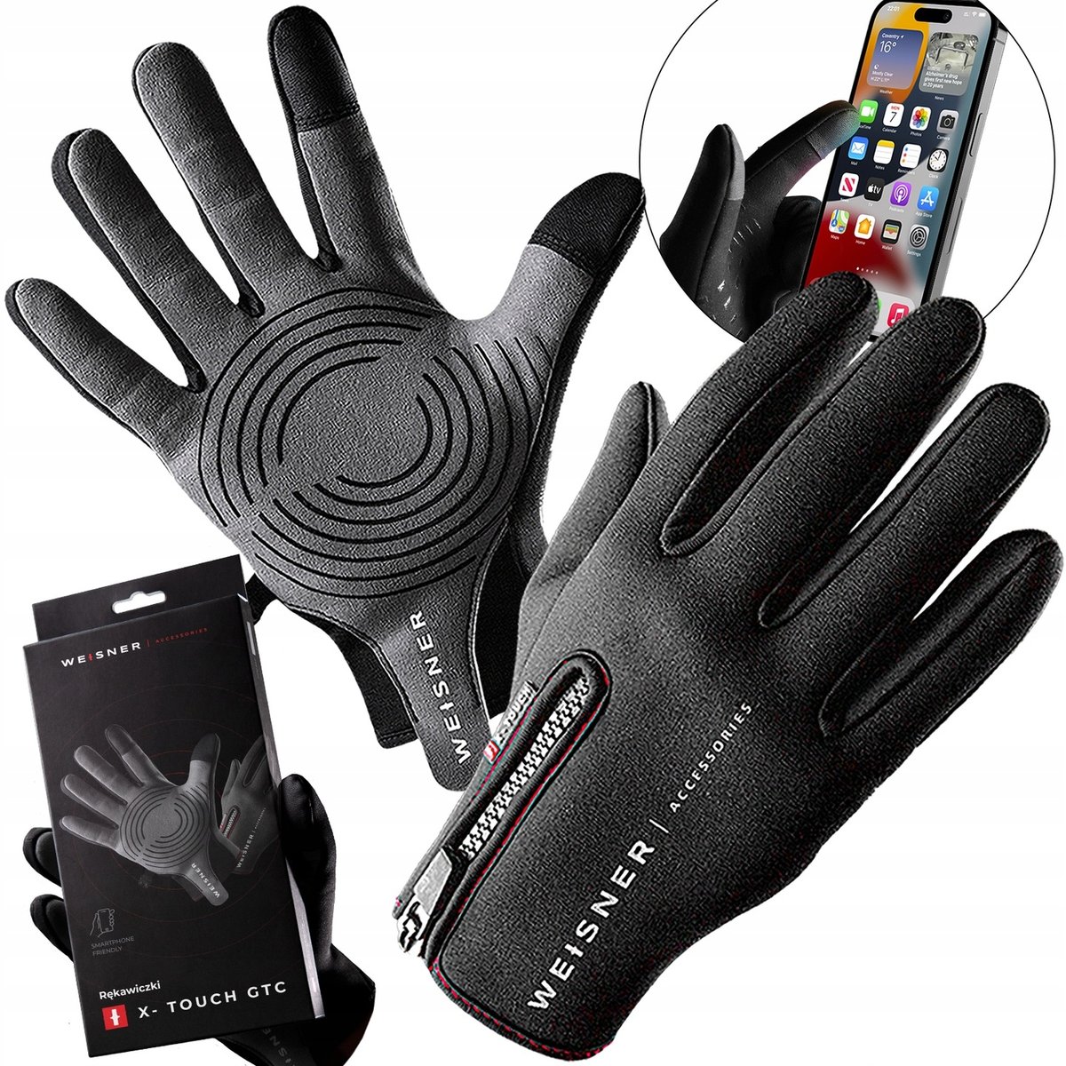 Ciepłe Rękawiczki Męskie Zimowe Na Rower Sportowe Samochodowe Do Telefonu