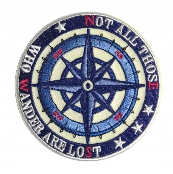 NASZYWKA TERMO HAFTOWANA, NAPRASOWANKA - RÓŻA WIATRÓW, KOMPASOWA - TOLKIEN