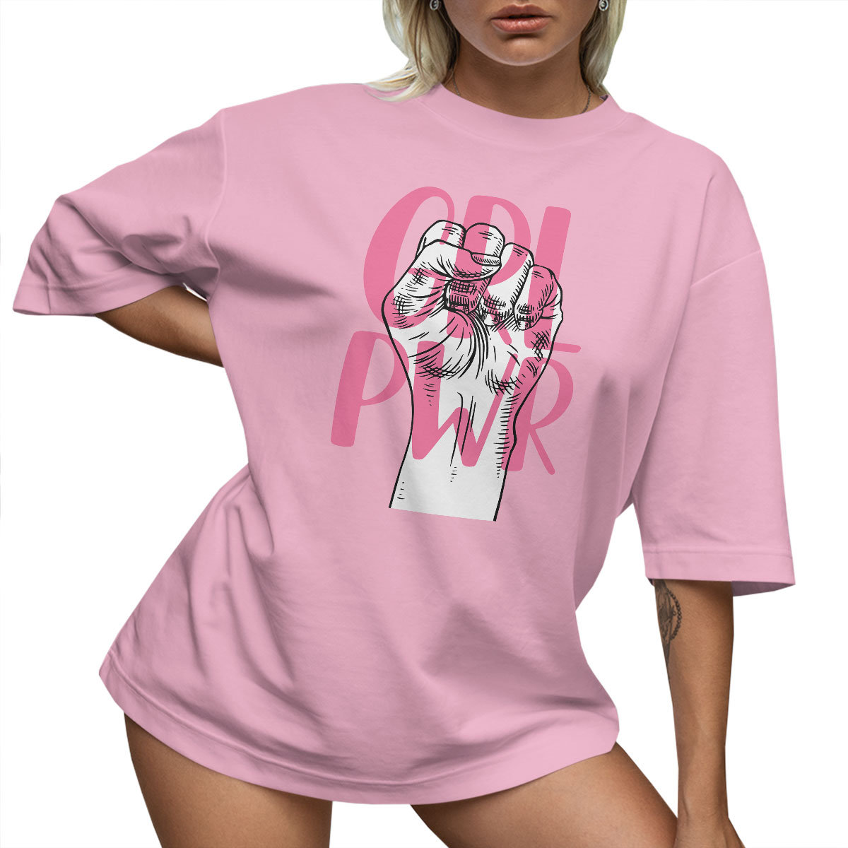 T-SHIRT OVERSIZE LU��NA KOSZULKA GIRL POWER L SUKIENKA JAKO����