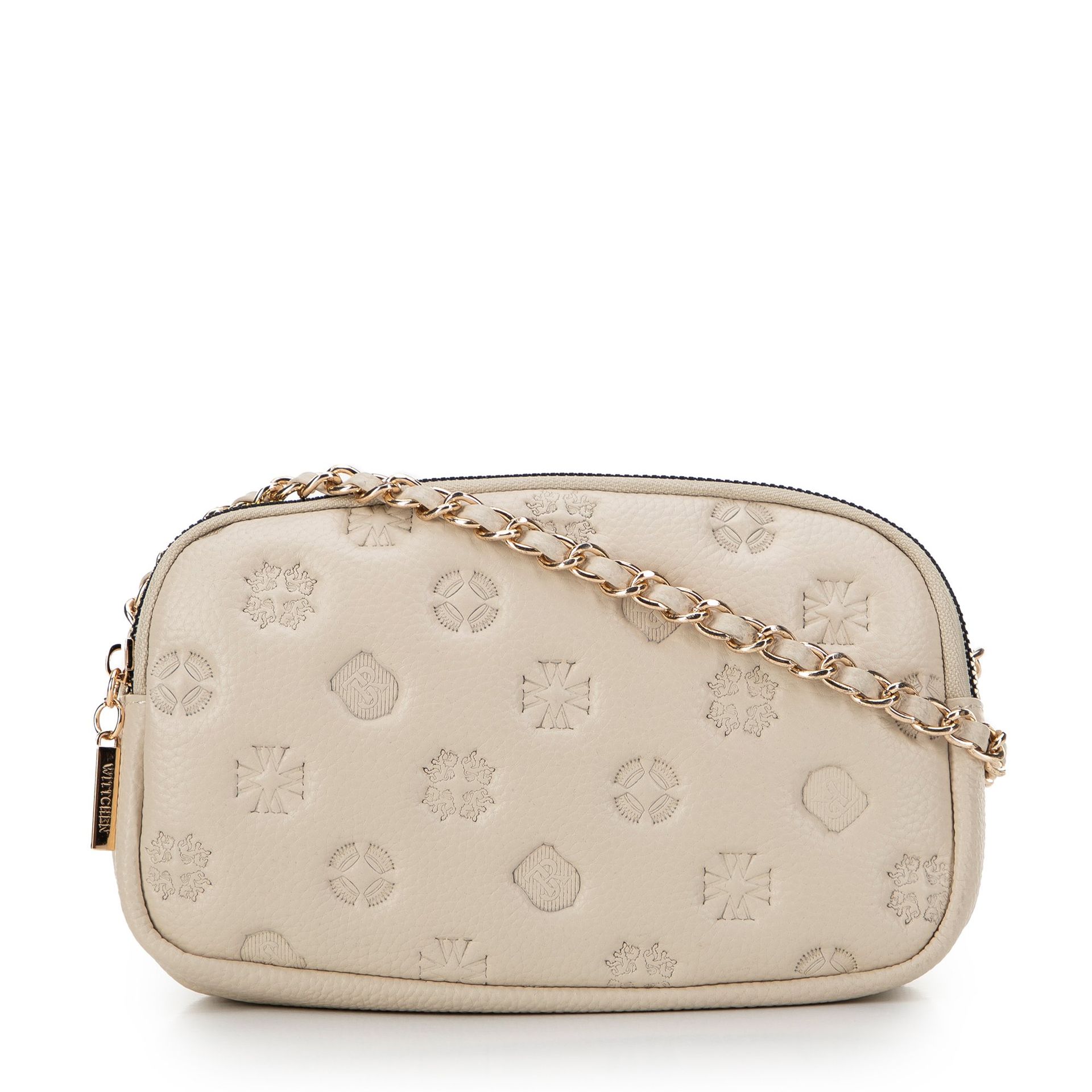 Damska crossbody ze skóry na łańcuszku kremowa