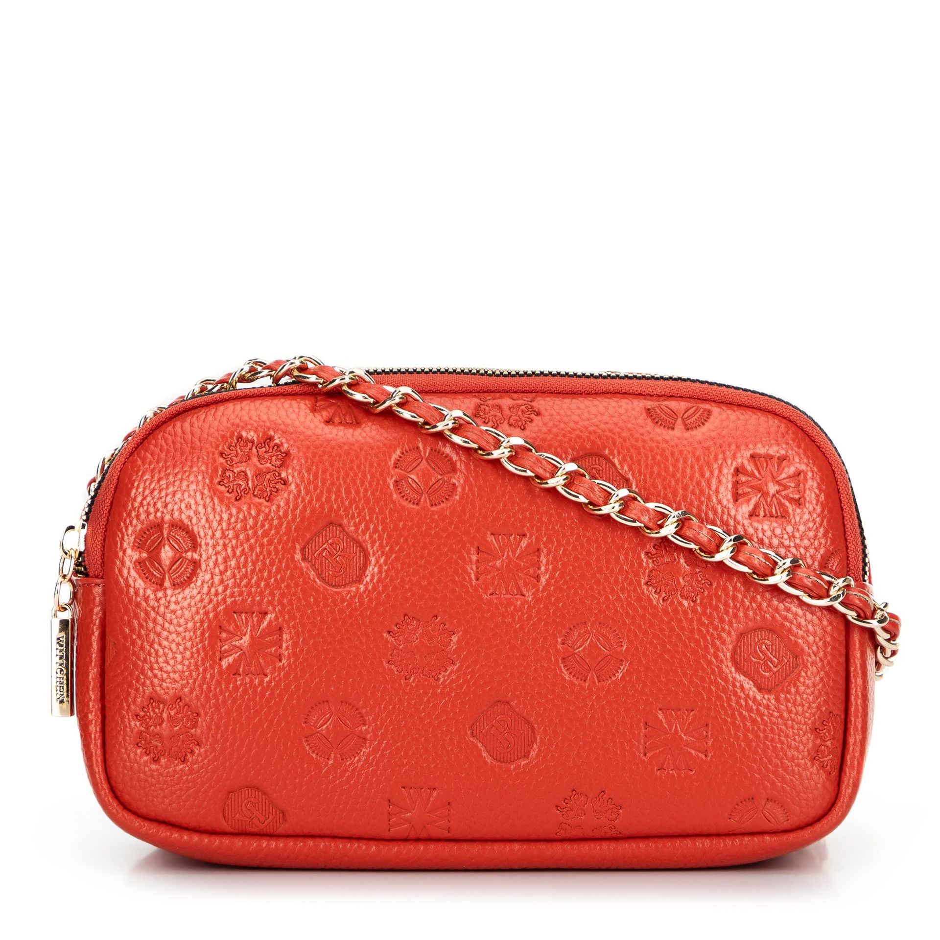 Damska crossbody ze skóry na łańcuszku pomarańczowa