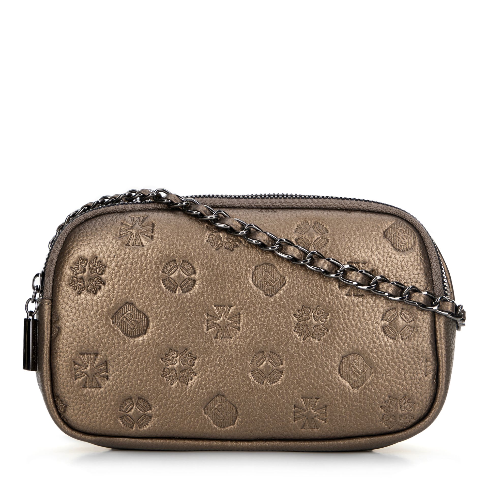 Damska crossbody ze skóry na łańcuszku złota