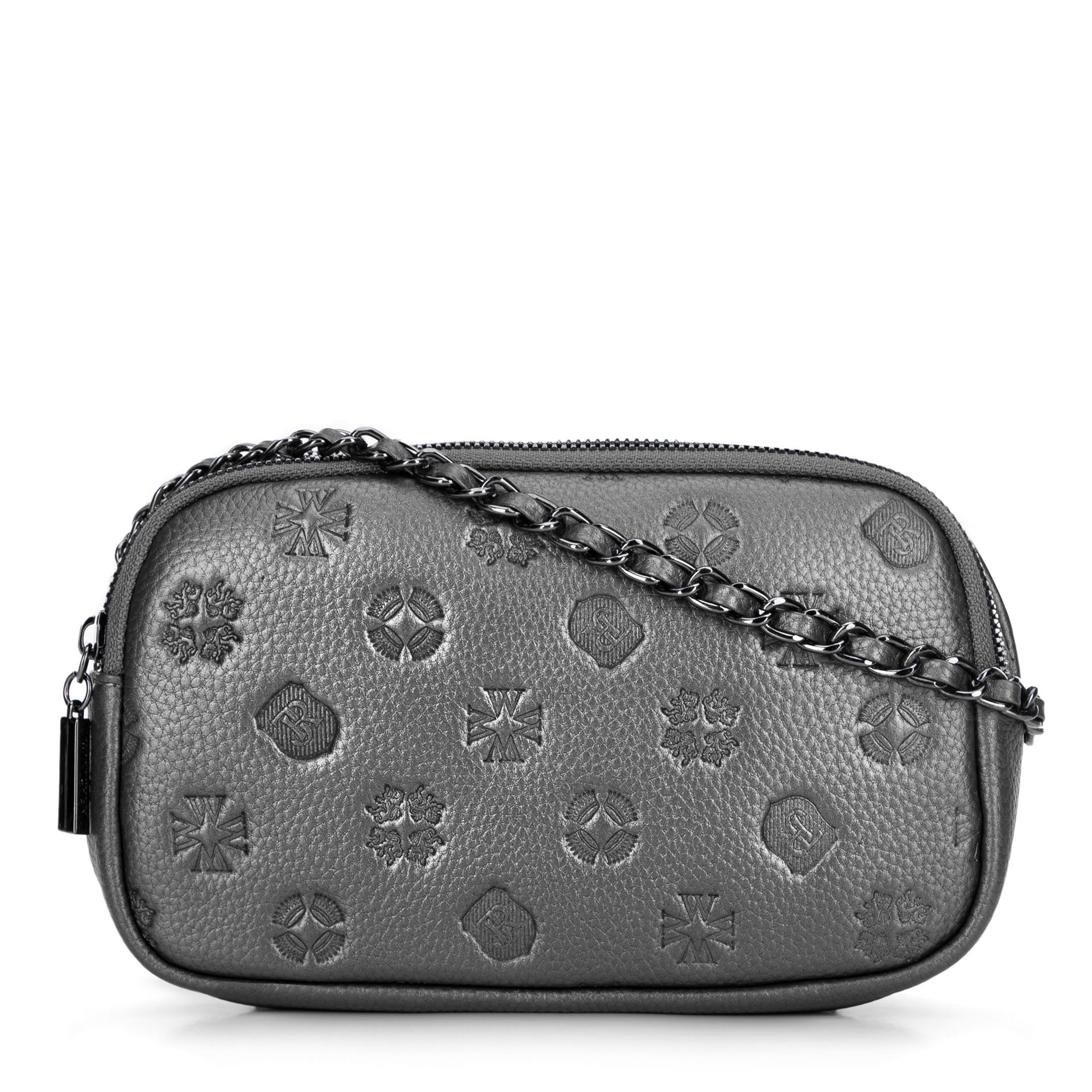 Damska crossbody ze skóry na łańcuszku srebrna