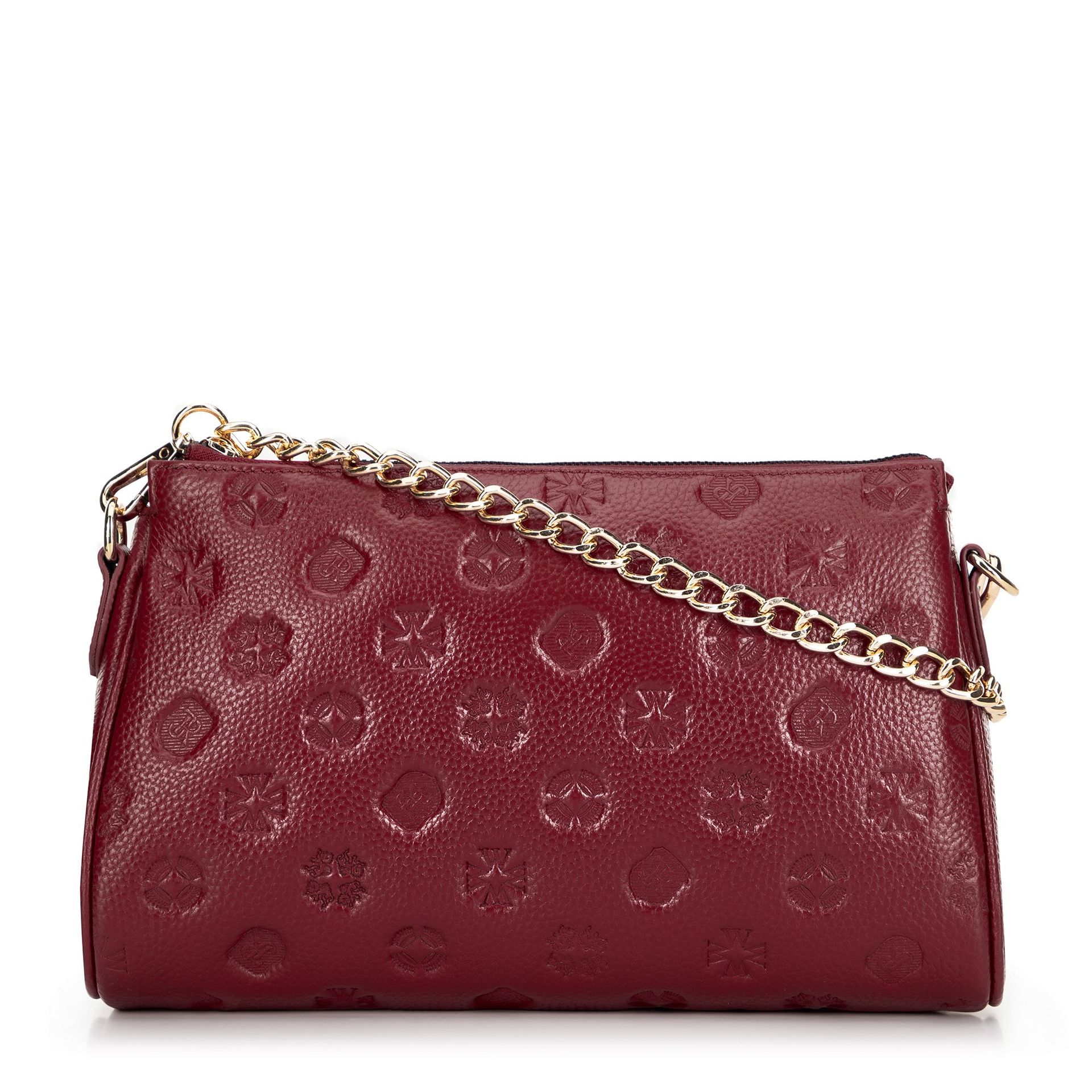 Torebka crossbody skórzana w tłoczenie bordowa