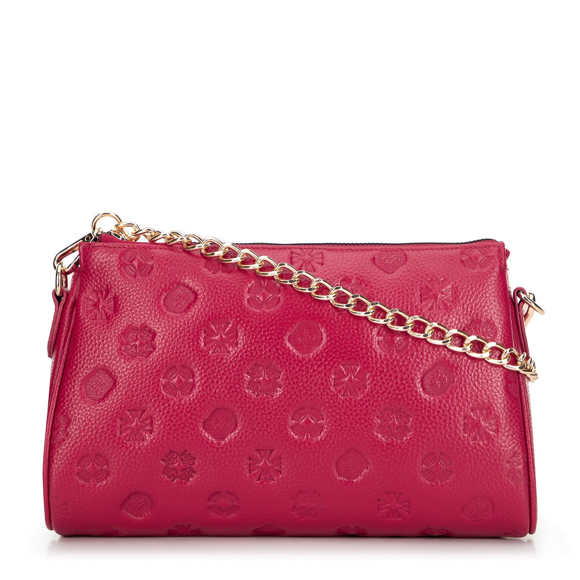 Torebka crossbody skórzana w tłoczenie malinowa