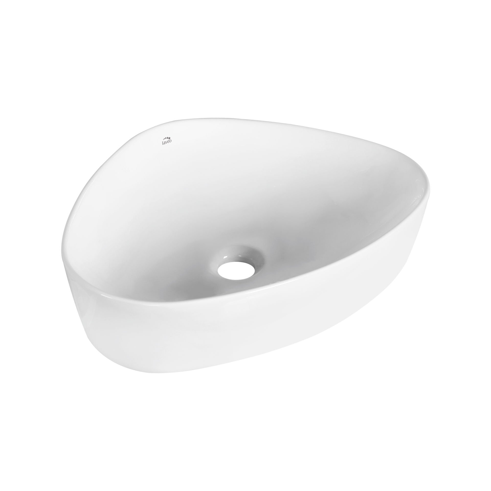 Umywalka nablatowa Laveo Asymmetric 51x41 cm asymetryczna biały połysk VUA_6251