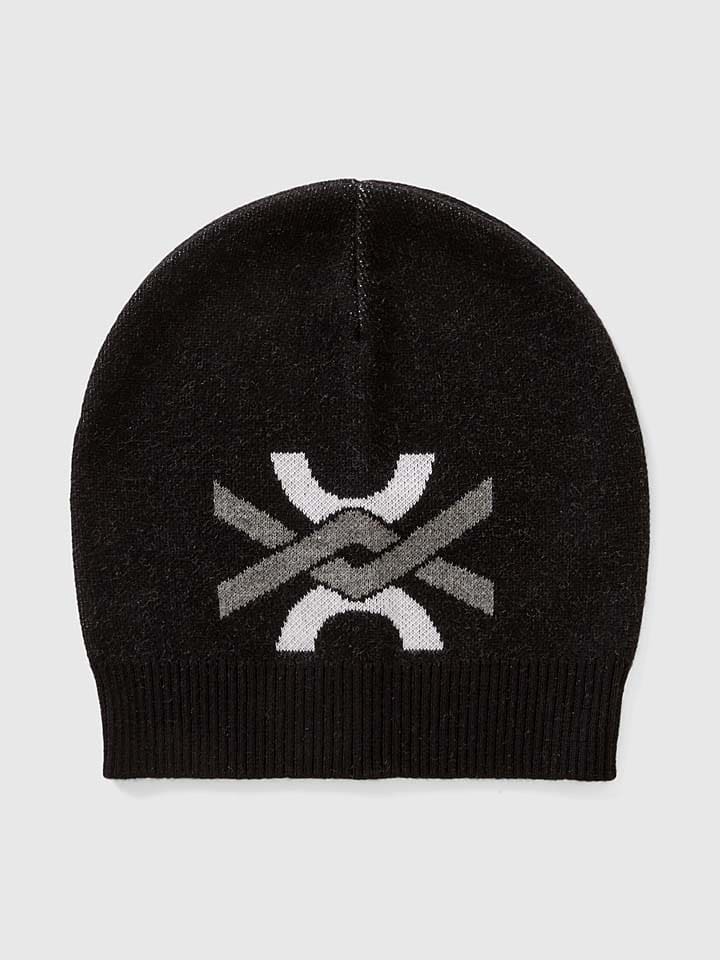 Benetton Czapka beanie w kolorze czarnym