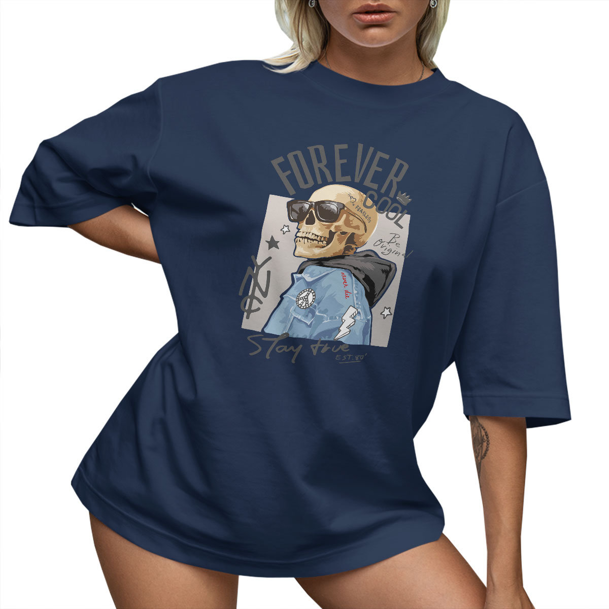 T-SHIRT OVERSIZE LU��NA KOSZULKA CZASZKA S SUKIENKA JAKO����