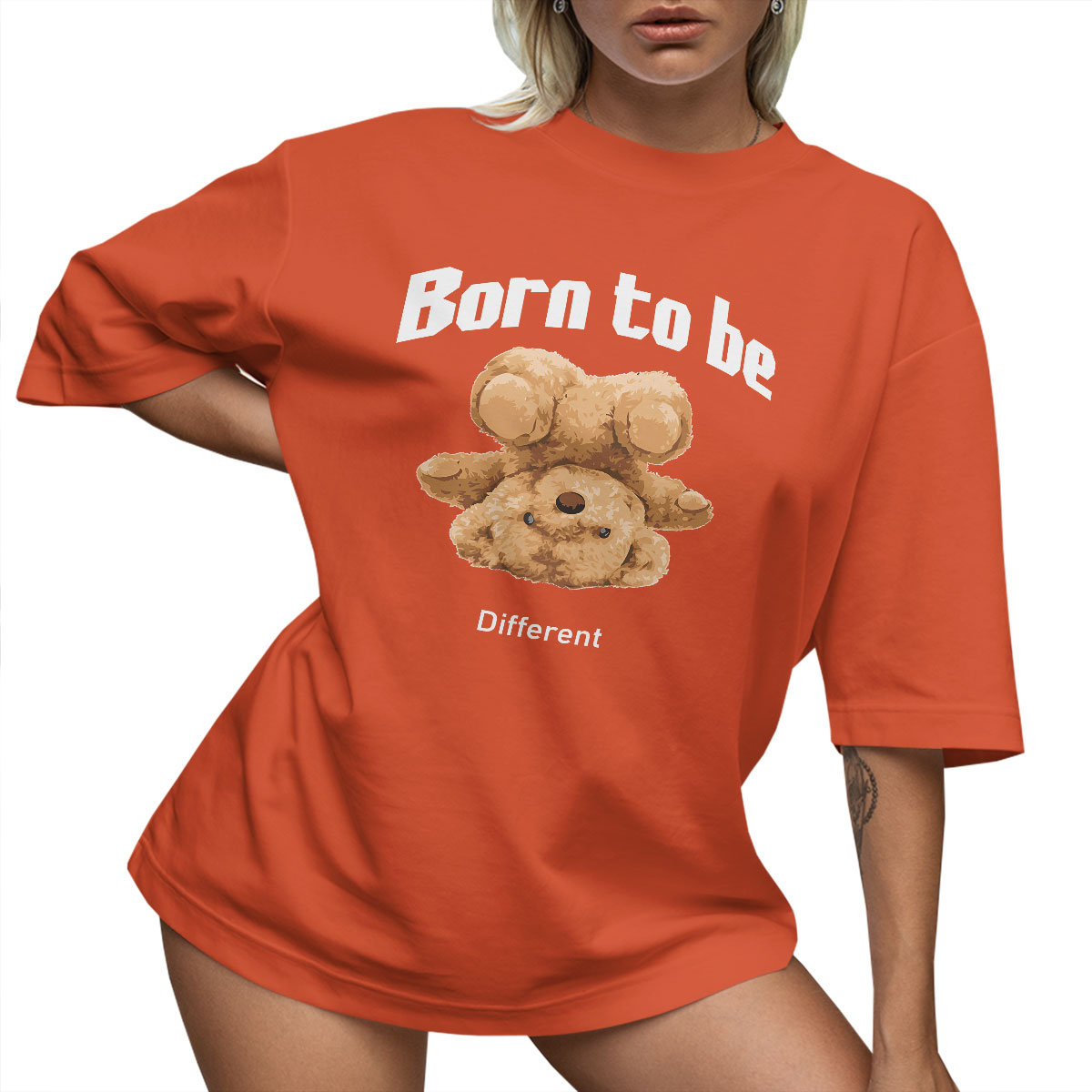 T-SHIRT OVERSIZE LU��NA KOSZULKA MI�� TEDDY BORN TO BE DIFERENT M SUKIENKA