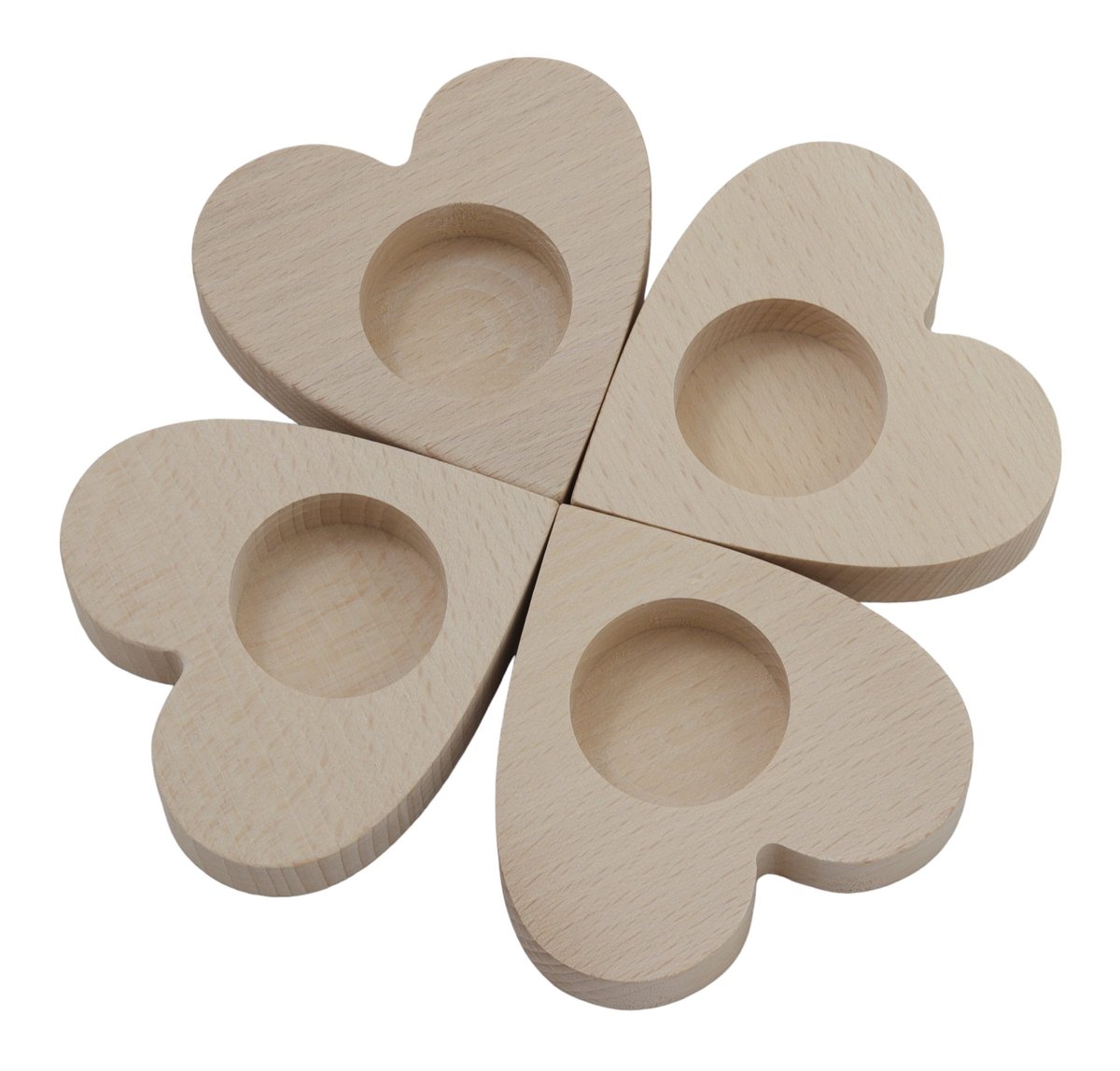 ZESTAW ŚWIECZNIKÓW drewnianych SERCA bukowe