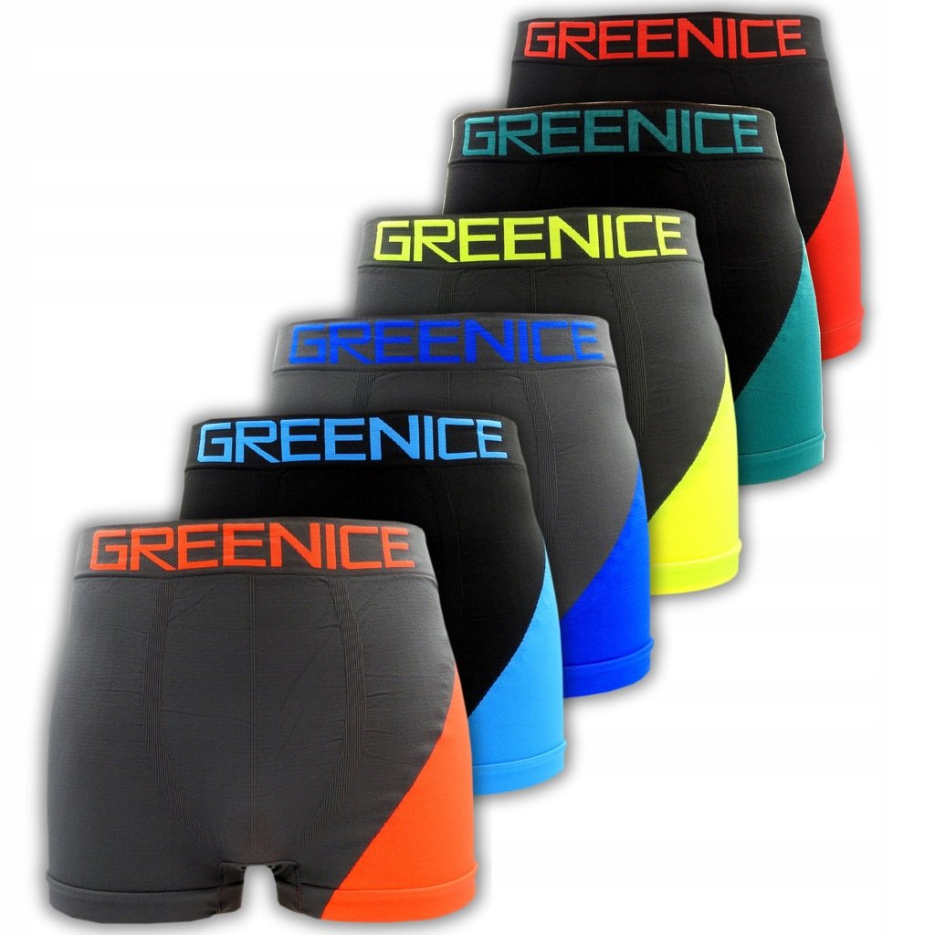 6x BOKSERKI MĘSKIE MAJTKI BEZSZWOWE ELASTYCZNE SPORT GREENICE ROZMIAR M/L