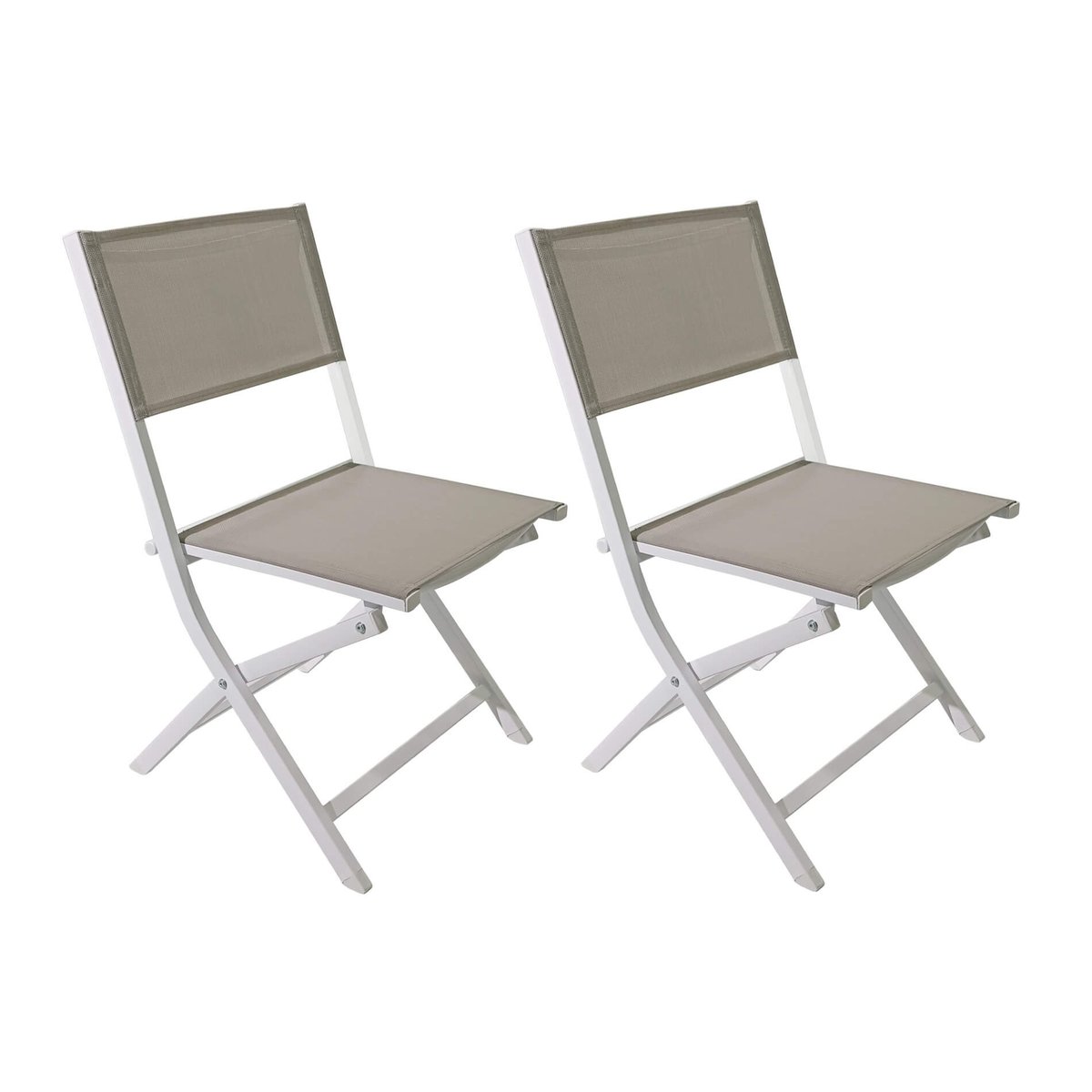 Krzes��a sk��adane Rebecca Mobili Ilomba 84x48x57 Aluminium Polyester Bia��y Be��owy Nowoczesny ZESTAW 2 sztuki Zmontowany