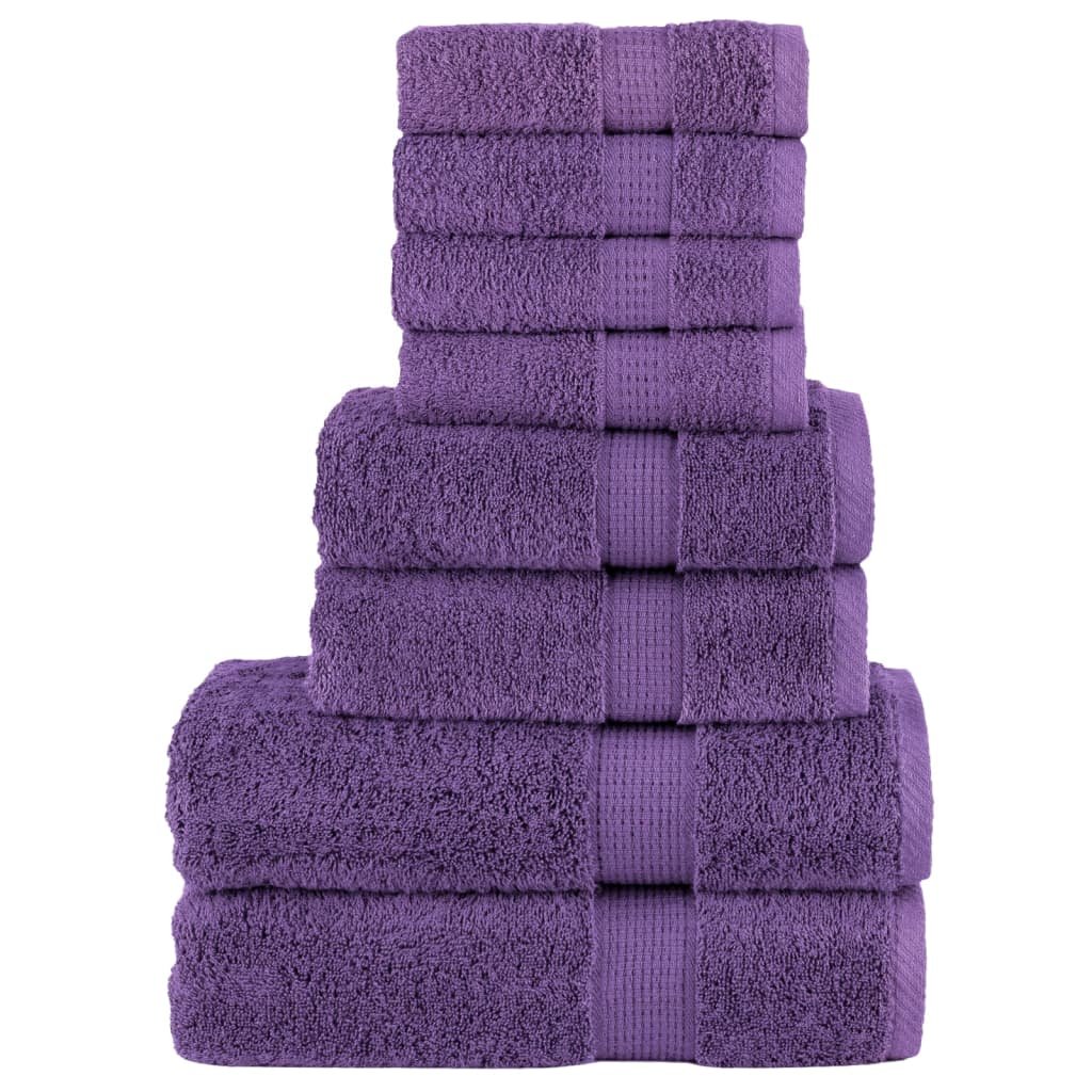 vidaXL 8-cz. zestaw ręczników premium, fioletowy, 600 g/m2, bawełna