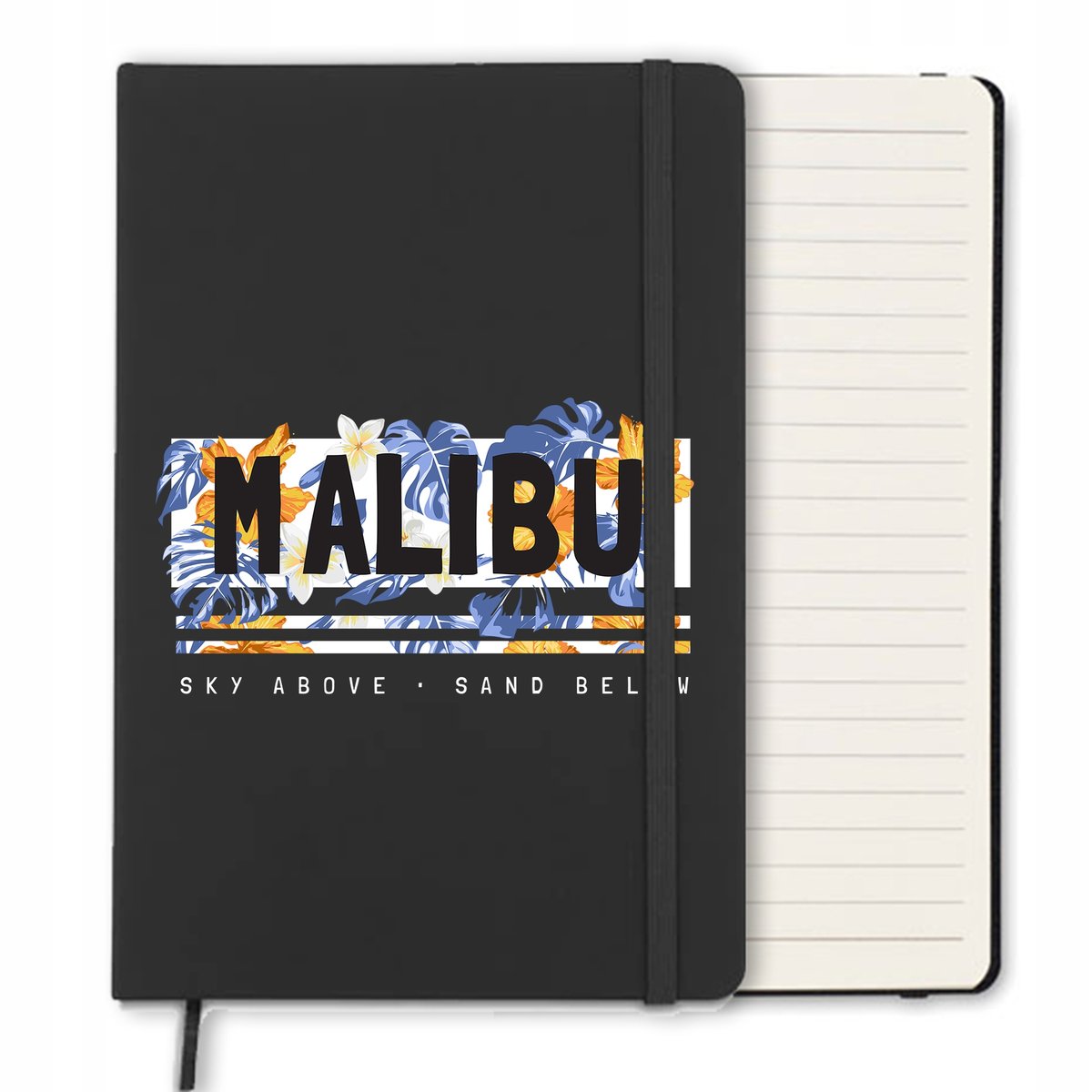 NOTES A5 CZARNY Notatnik MALIBU WAKACJE Wzory
