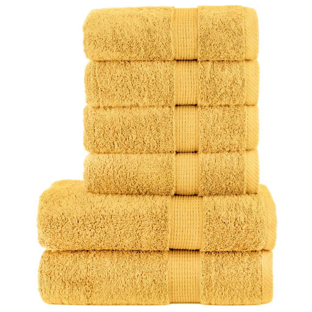 vidaXL 6-cz. zestaw ręczników premium, złoty, 600 g/m2, bawełna 100%