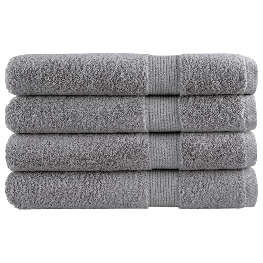 vidaXL Ręczniki premium, 4 szt., szare, 100x200 cm, bawełna 100%