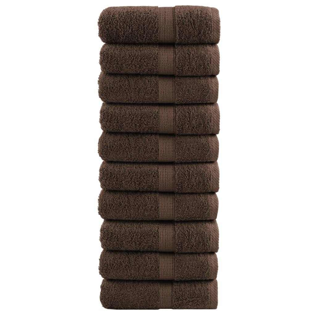 vidaXL Ręczniczki premium 10 szt., brązowe, 30x30 cm, bawełna