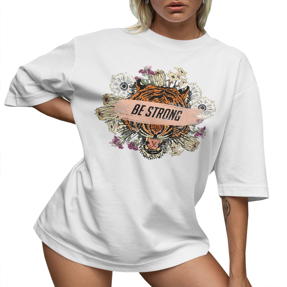 T-SHIRT OVERSIZE LU��NA KOSZULKA BE STRON TYGRYS M SUKIENKA JAKO����