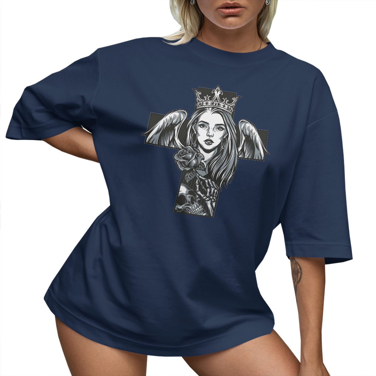 T-SHIRT OVERSIZE LU��NA KOSZULKA KRZY�� GUN KOMINIARKA R����E XXXL SUKIENKA