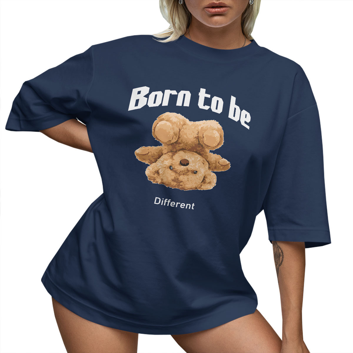 T-SHIRT OVERSIZE LU��NA KOSZULKA MI�� TEDDY BORN TO BE DIFERENT M SUKIENKA