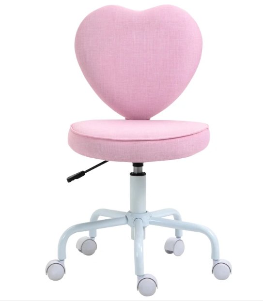 Krzesło różowe serduszko obrotowe dla dziecka do biurka