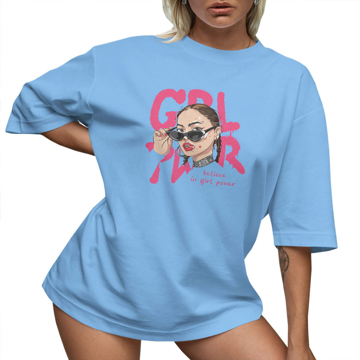 T-SHIRT OVERSIZE LU��NA KOSZULKA GIRL POWER M SUKIENKA JAKO����