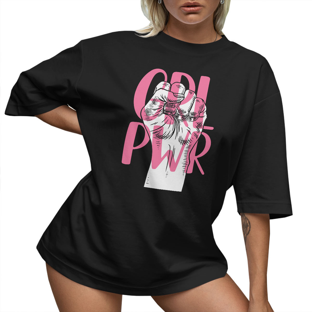 T-SHIRT OVERSIZE LU��NA KOSZULKA GIRL POWER XXL SUKIENKA JAKO����