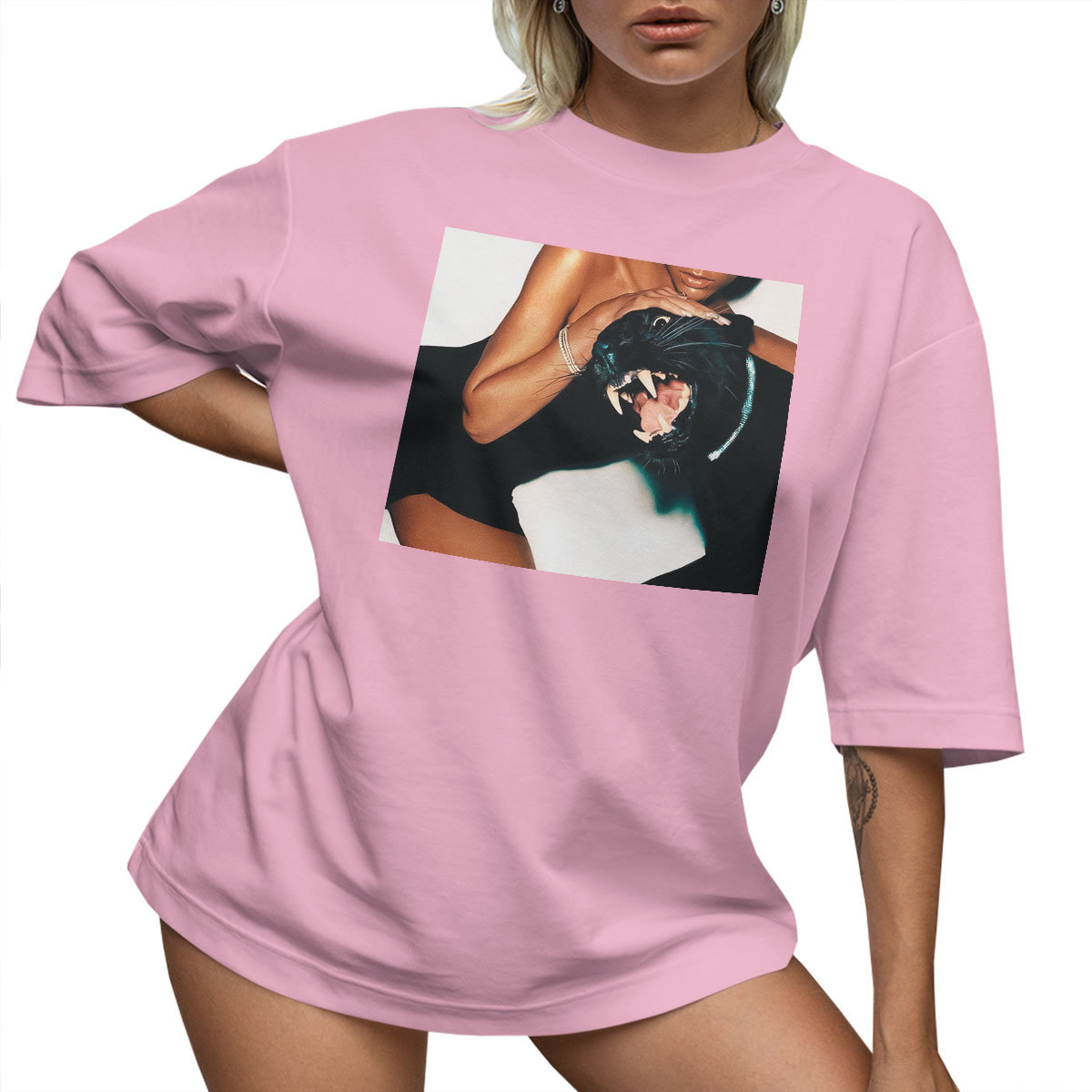 T-SHIRT OVERSIZE LU��NA KOSZULKA AESTHETIC PANTERA VICTORIA L SUKIENKA