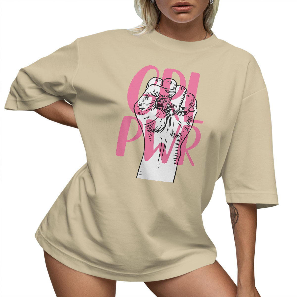 T-SHIRT OVERSIZE LU��NA KOSZULKA GIRL POWER L SUKIENKA JAKO����