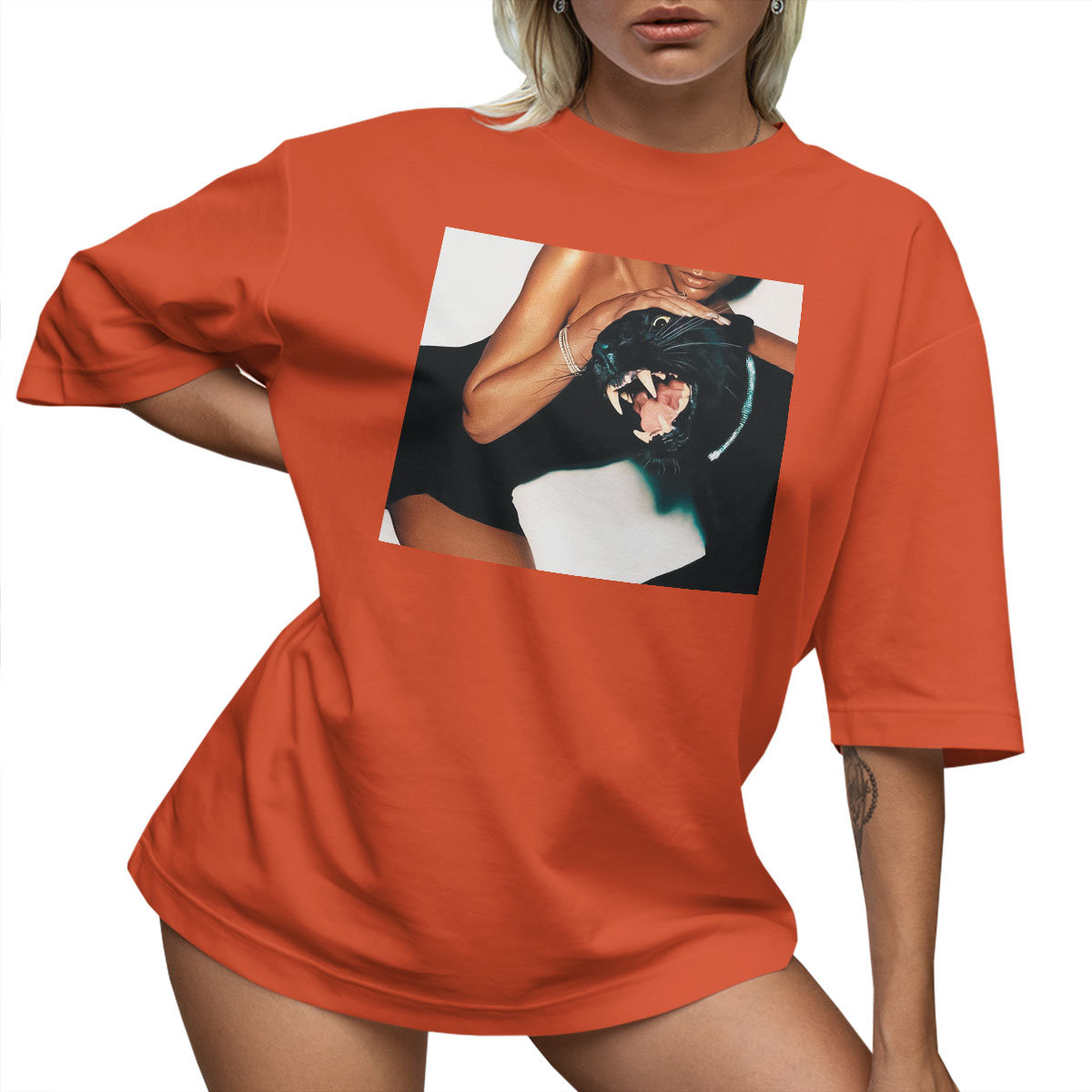 T-SHIRT OVERSIZE LU��NA KOSZULKA AESTHETIC PANTERA VICTORIA L SUKIENKA