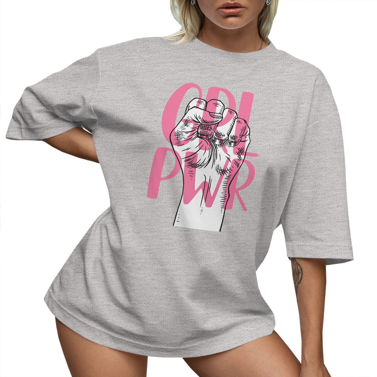T-SHIRT OVERSIZE LU��NA KOSZULKA GIRL POWER S SUKIENKA JAKO����